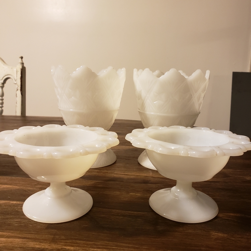 Antique Milk Glass Candy Dishes